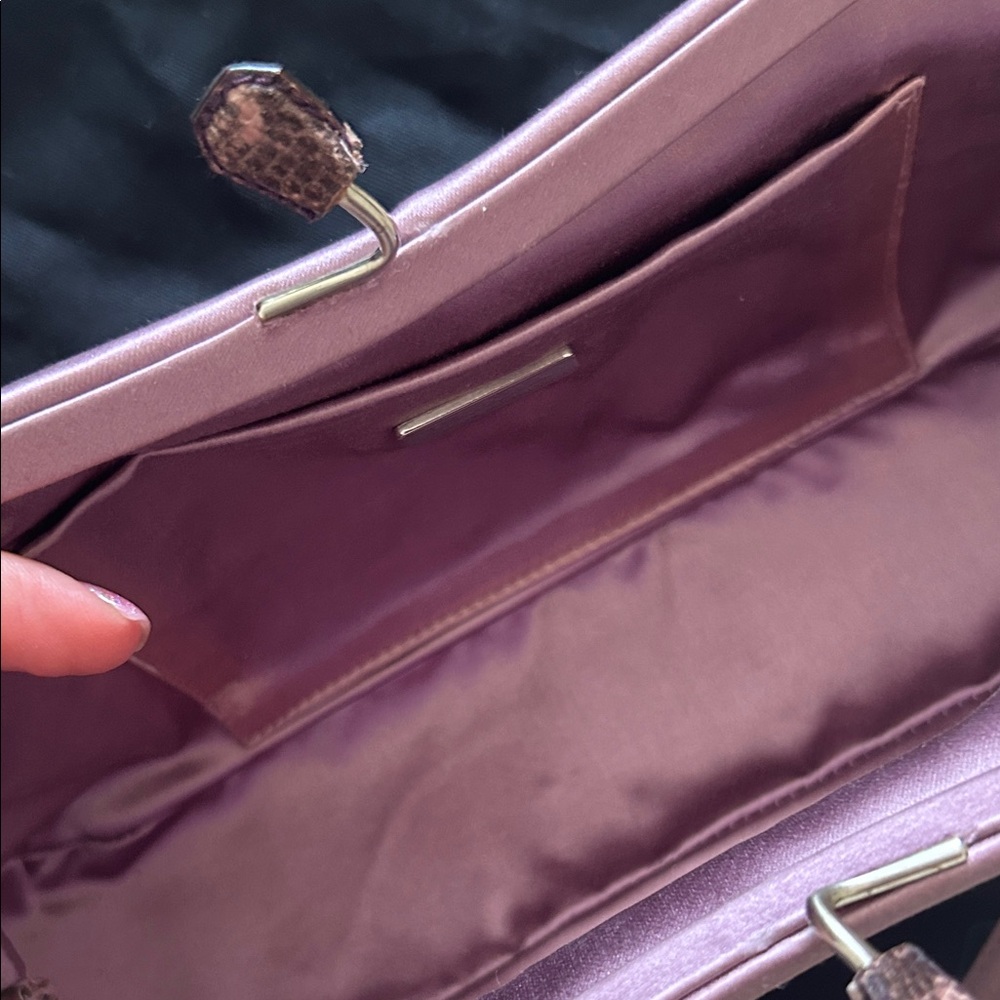 Prada Mauve Pink Leather Shoulder Bag with Python-Effect Panel - Picture 4 of 8